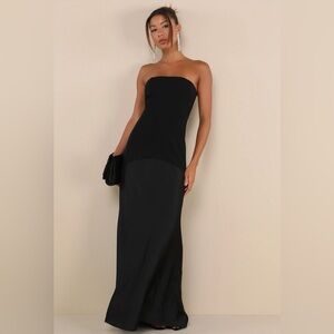 NWT lulus Black Strapless Formal Long Dress Small